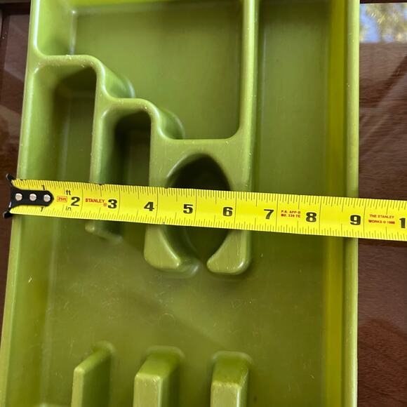 Vintage Green Plastic Silverware Tray Mid-Century Utensil Organizer - Picture 7 of 8